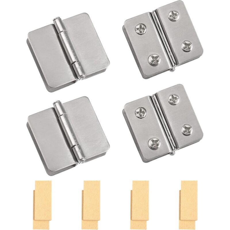 Longziming - Set of 4 Stainless Steel Double Sided Adjustable Clamps for Bathroom Cupboard Shower Glass Door Cabinet Cabinet Furniture 5-6mm Double