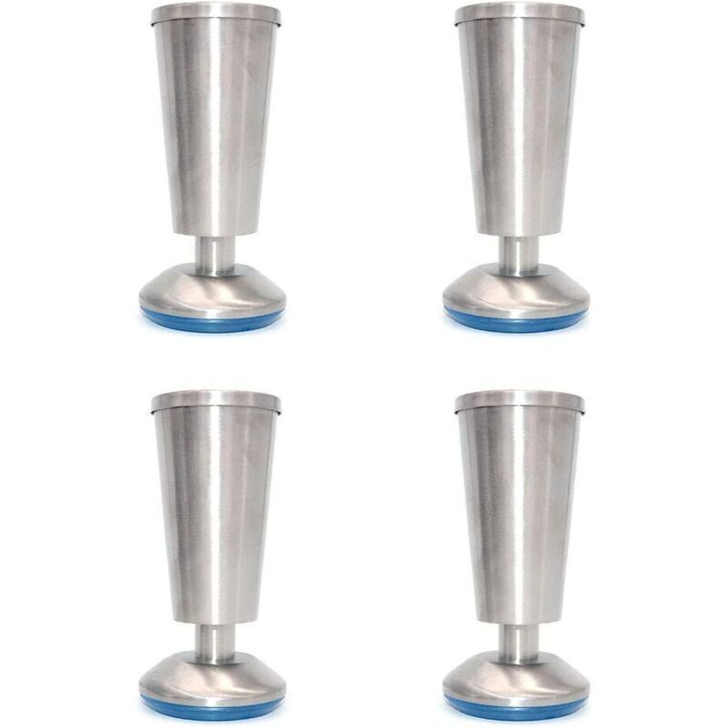 Set of 4 stainless steel kitchen cabinet legs for worktops, 120 mm high, adjustable height from 0 to 5 mm