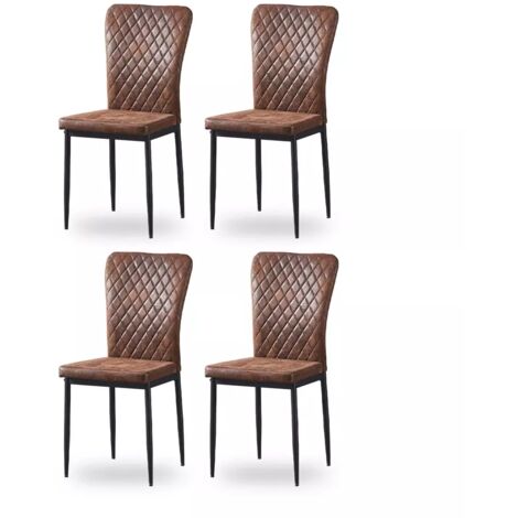 Set of 4 Suede Dining Chairs High Back Kitchen Counter chairs home & restaurants & Lounge Leisure & Living Room & Office（Brown,4）