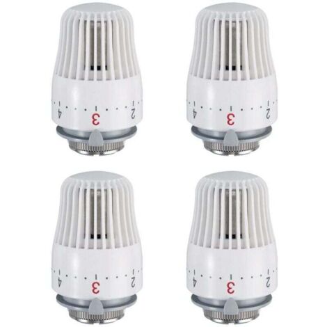 Set of 4 thermostatic heads, replacement head for M30 x 1.5 radiator valve, thermostatic radiator valve