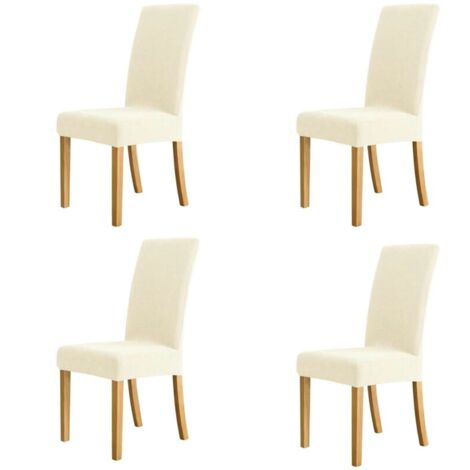 Set of 4 thick beige chair covers, suitable for various settings: home, hotel, restaurant, office. YMYNY