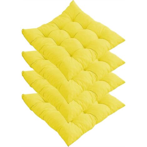 Set of 4 Thick Chair Pad Cushions,Dining Chair Seat Pads Cushion 40x40cm,Garden Chair Seat Cushions for Home Office Indoor Outdoor (Yellow)