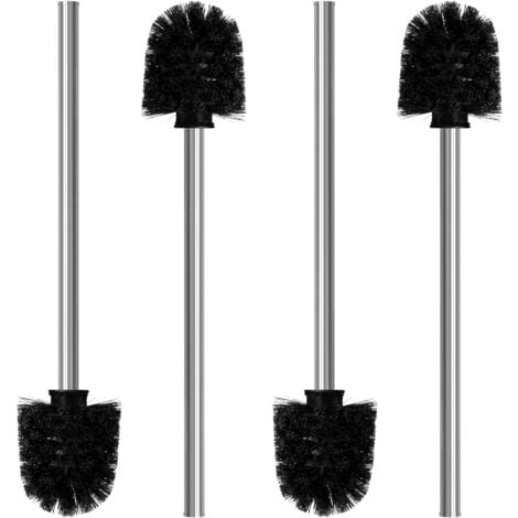 Set of 4 toilet brushes - Puppy brush with 8 cm diameter - Toilet cleaning broom with stainless steel handle - Toilet brush with elegant and classy design