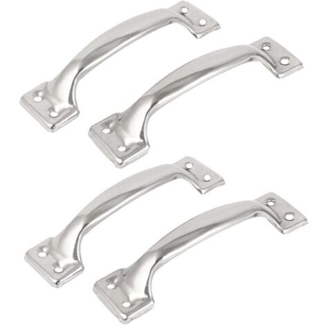 Set of 4 vintage barn door handles for kitchen cabinets, hole center: 112 mm, silver iron