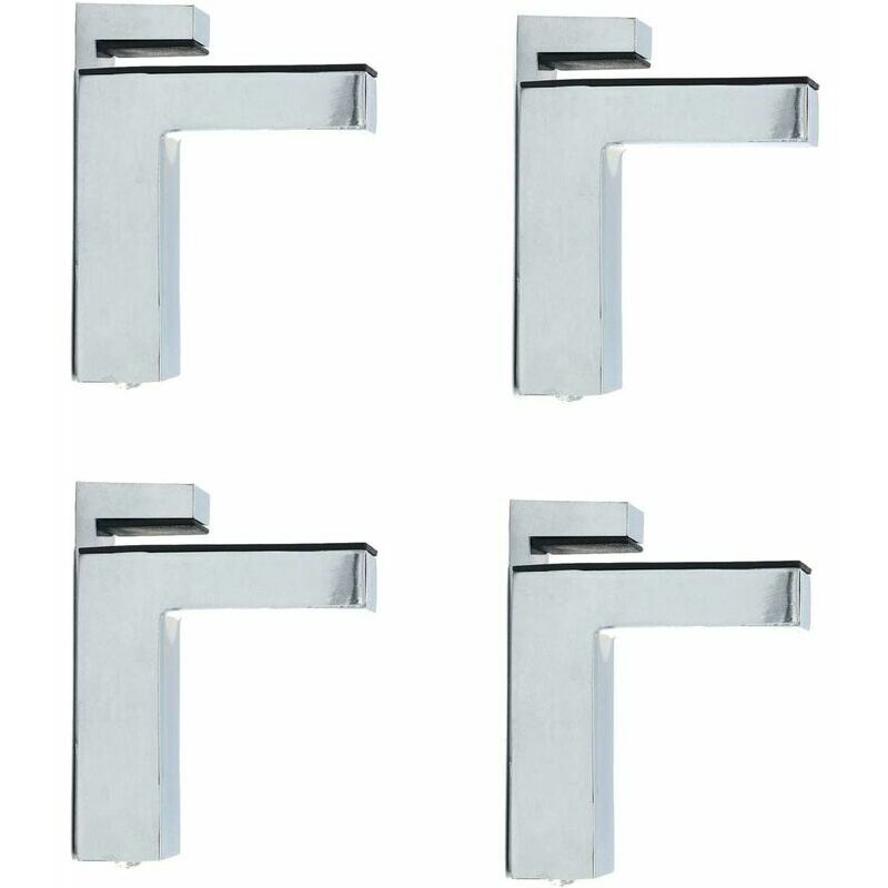 Set of 4 Wall Mount F-Shaped Glass Clamps Adjustable 6-28mm Thick Zinc Alloy Chrome Finish Shelf Bracket