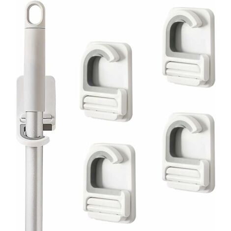Set of 4 wall-mounted broom holders, self-adhesive wall-mounted broom holders, mop holders, self-adhesive broom holders, for kitchen, garage, laundry room