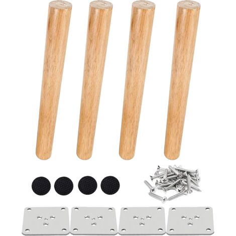 Set of 4 Wooden Furniture Legs 25 cm Bed Leg Sloped Coffee Table Leg Kitchen Furniture Leg Walnut Finish with Installation Accessories for Armchair, Bedside Table, Wardrobe, Drawer etc