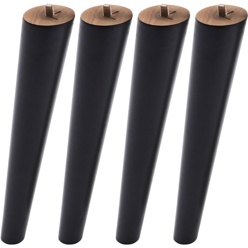Livingandhome - Black 4 Pieces Sloped Wooden Furniture Legs Chair Sofa Feet Replacement