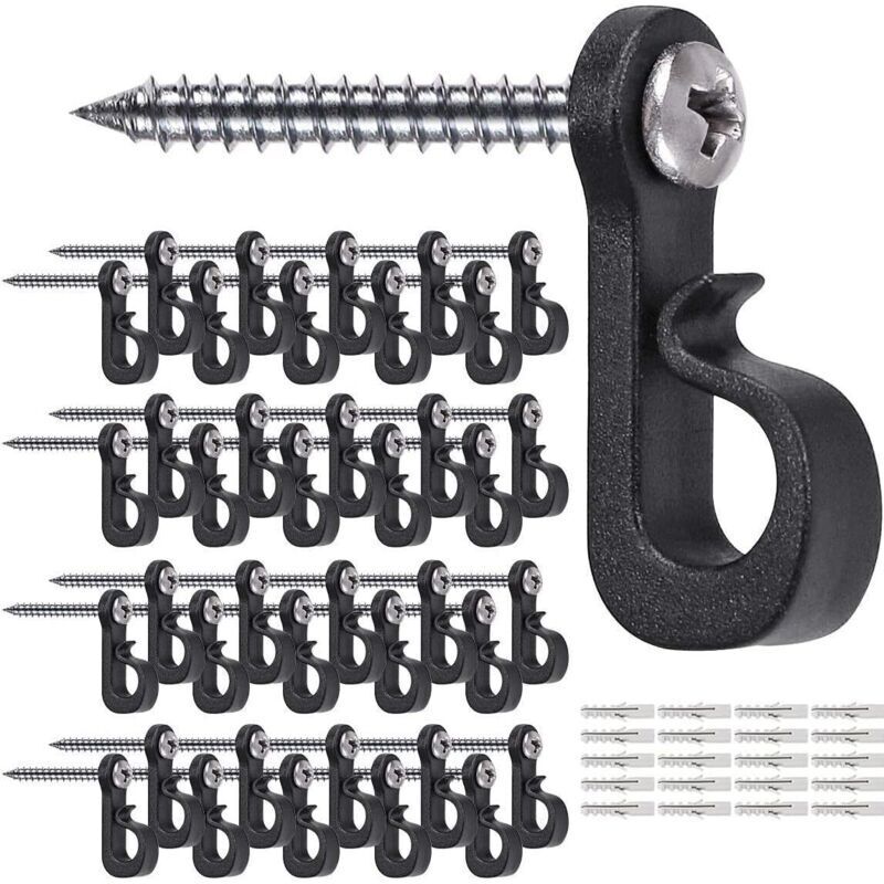 Set of 40 Christmas light hanging hooks with Phillips head screws for garage, New Year's, outdoor party, easy-to-unmold wire and LED lights, screw in