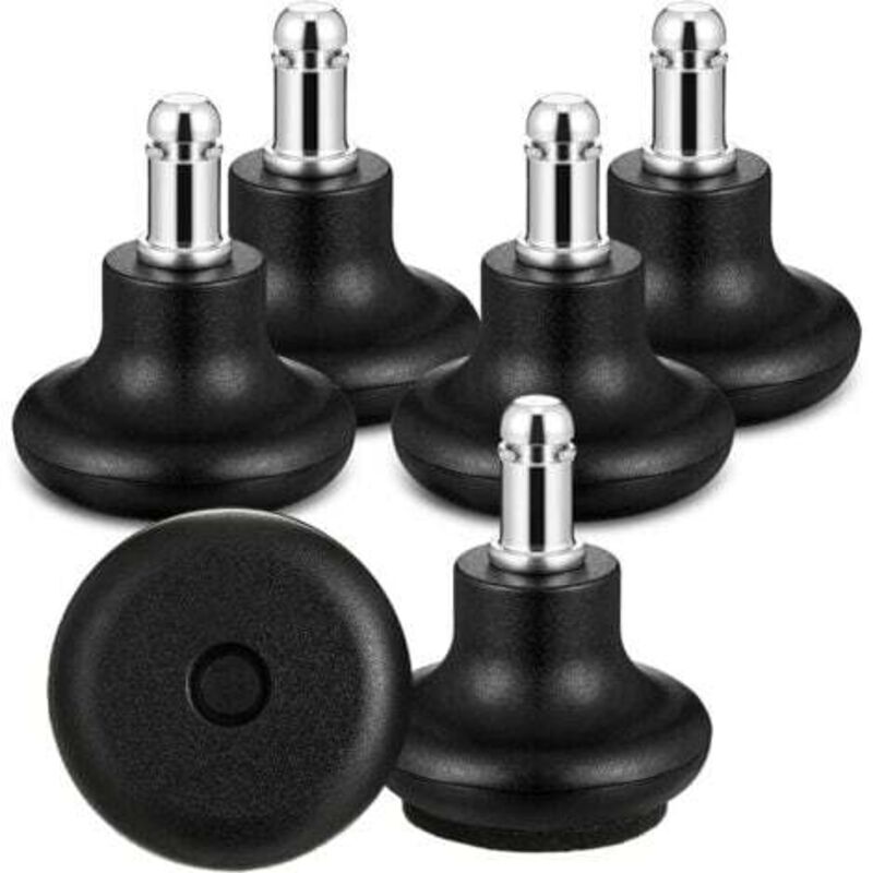 Set of 5 Bell Glides Replacement Swivel Casters for Office Chairs (Black), 2-inch Swivel Casters for High Profile Stools