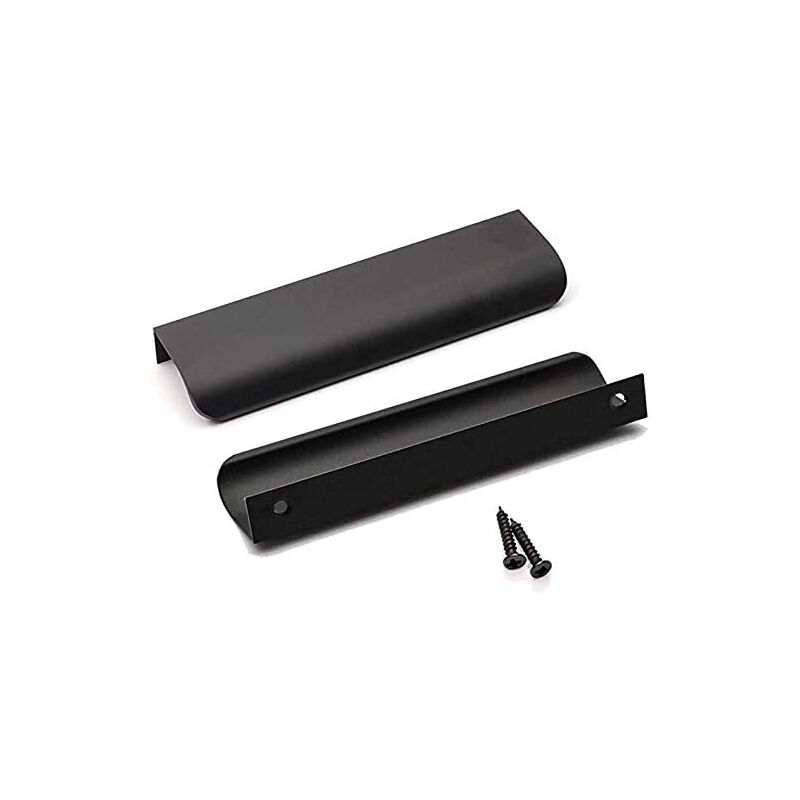 Set of 5 Black Profile Handles Black Kitchen Furniture Handles -LS7027BK128 Black Kitchen Handle Matte Black Aluminum Alloy Furniture Handle Center