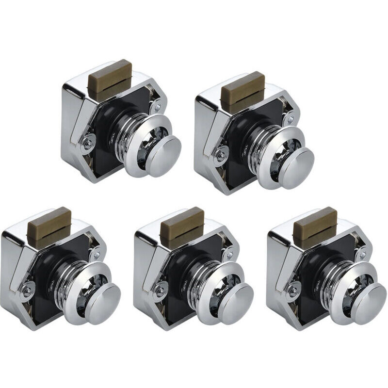 Set of 5 campervan locks, keyless push-button locks for motorhomes, yachts, boats, campervans, camping cabinets, caravans (silver)