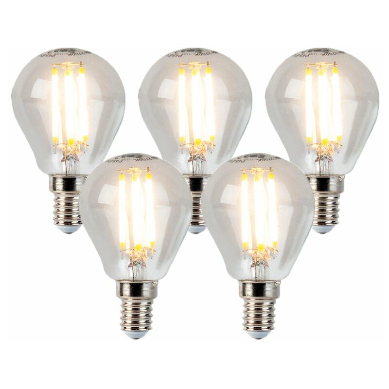 Set of 5 E14 dimmable LED filament ball lamps 5W 470lm 2700K