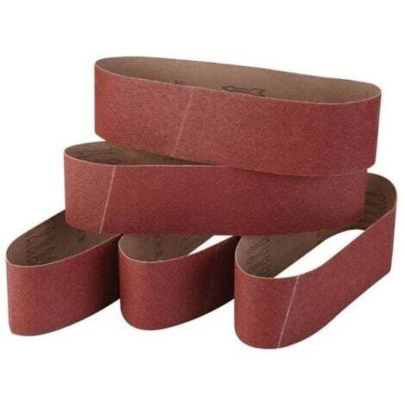 Set of 5 fine corundum abrasive belts, 100 x 915 cm, grit sizes 60/80/120/240/320 -- TRIMEC