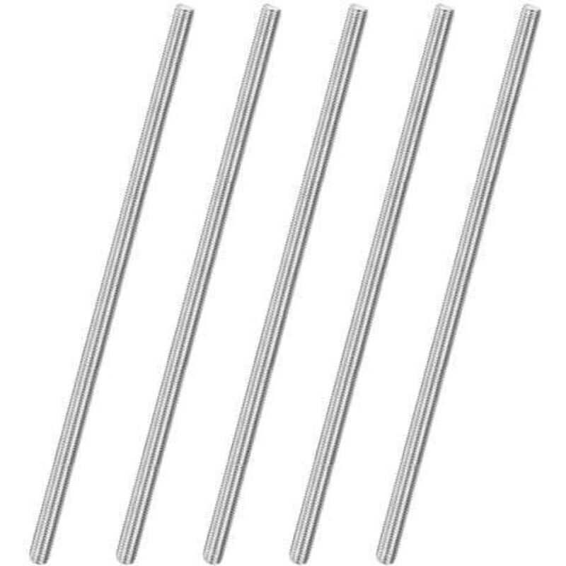 Set of 5 fully threaded rods, M10 x 300 mm, right-hand thread in 304 stainless steel, for anchor bolts/clamps/furniture fixing brackets, metric