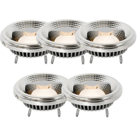 Set of 5 G53 Dimmable LED Bulbs AR111 12W 600lm 2700K