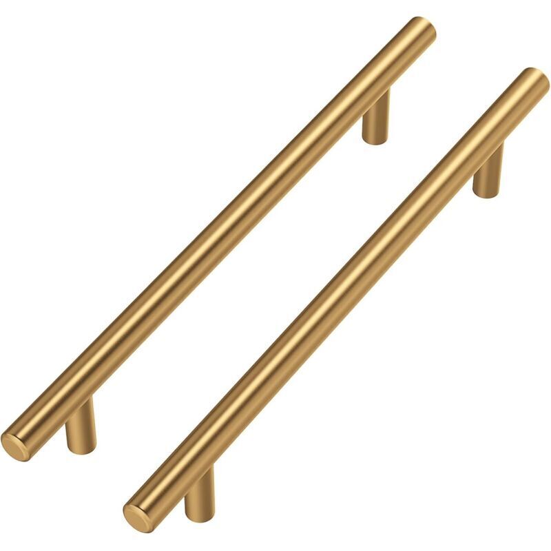 Set of 5 Gold Furniture Handles, Brass Furniture Handles, Brushed Brass Gold Handles, Stainless Steel Kitchen Cabinet Handles, 160mm Hole Spacing