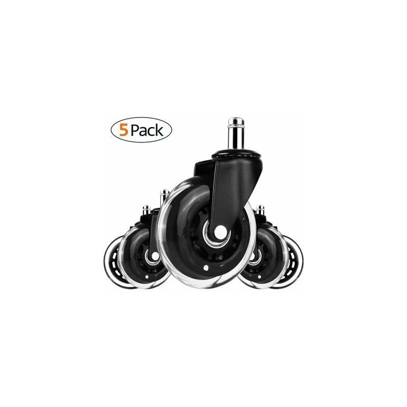 Hoopzi - Set of 5 hard floor casters for office chairs, swivel chair casters, office chair casters loadable up to 200 kg, 360 ° rotating wheel,