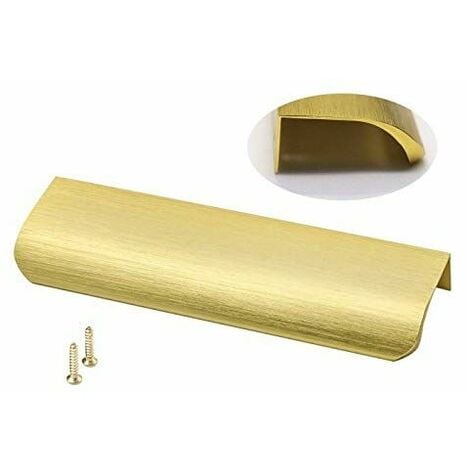 HOOPZI Set of 5 Kitchen Cabinet Handles Kitchen Cabinet Handles Golden Handle Invisible Handle - LS7027GD128 Aluminum Profile Handle Brass Handle 128mm Handle