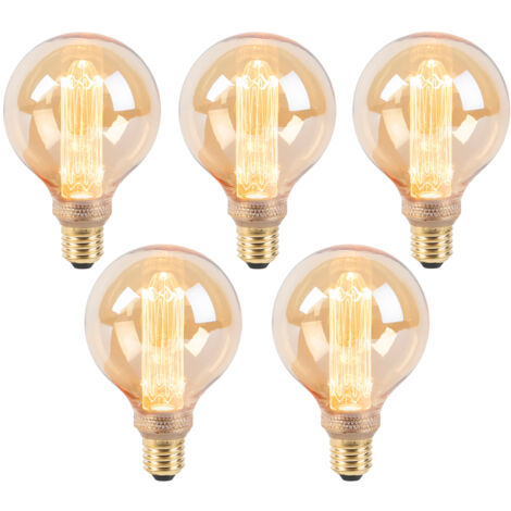 LUEDD Set of 5 LED Bulbs G95 E27 5W 1800K Amber 3-Step Dimmable
