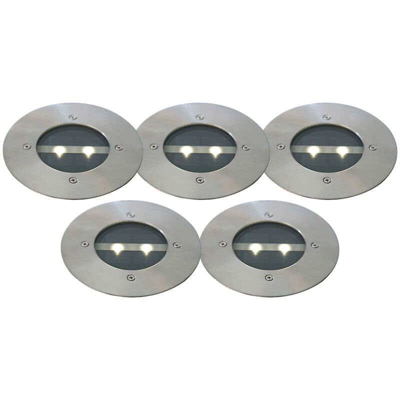 Set of 5 Modern Ground Spots Steel IP44 Solar - Tiny