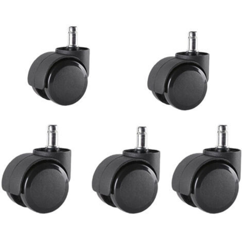 Set of 5 Office Chair Casters 10 mm x 22 mm - - Casters for hard floors up to 175 kg - - Wheels for swivel chairs - - Easy installation without tools