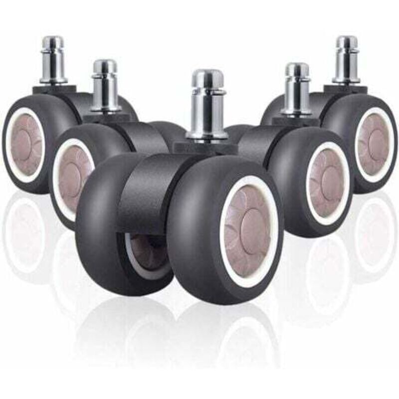 Set of 5 office chair casters with TPR double wheel universal replacement wheels, quiet and safe for various floor types, sturdy 250 kg