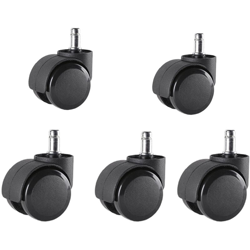 Linghhang - Set of 5 Office Chair Castors 10mm x 22mm - - Hard Floor Castors up to 175kg - - Swivel Chair Wheels - - Easy Tool Free Installation