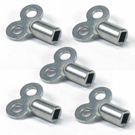 Set of 5 Radiator Bleed Keys - Durable Zinc Alloy Bleed Keys - Bleed Keys for Multiple Radiators - Easy-to-Use Bleed Key for Heaters (Silver)