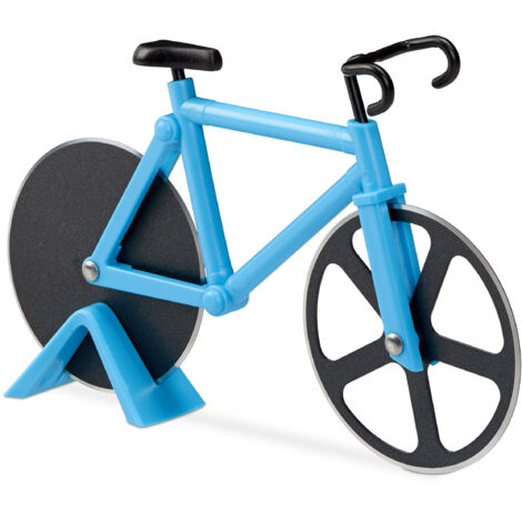 Set of 5 Relaxdays Bicycle Pizza Cutters, Fun Dough Slicer with Sharp Blades, For Pizza & Dough, Blue