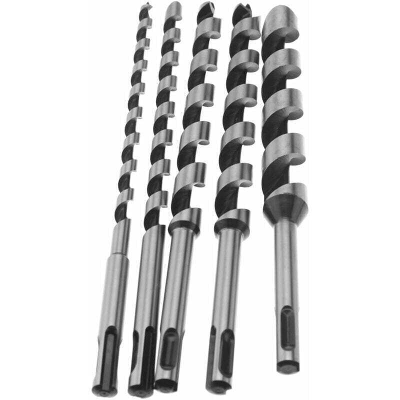 Set of 5 SDS-Plus shank spiral drill bits for woodworking, 230 mm, 6/10/14/18/20 mm