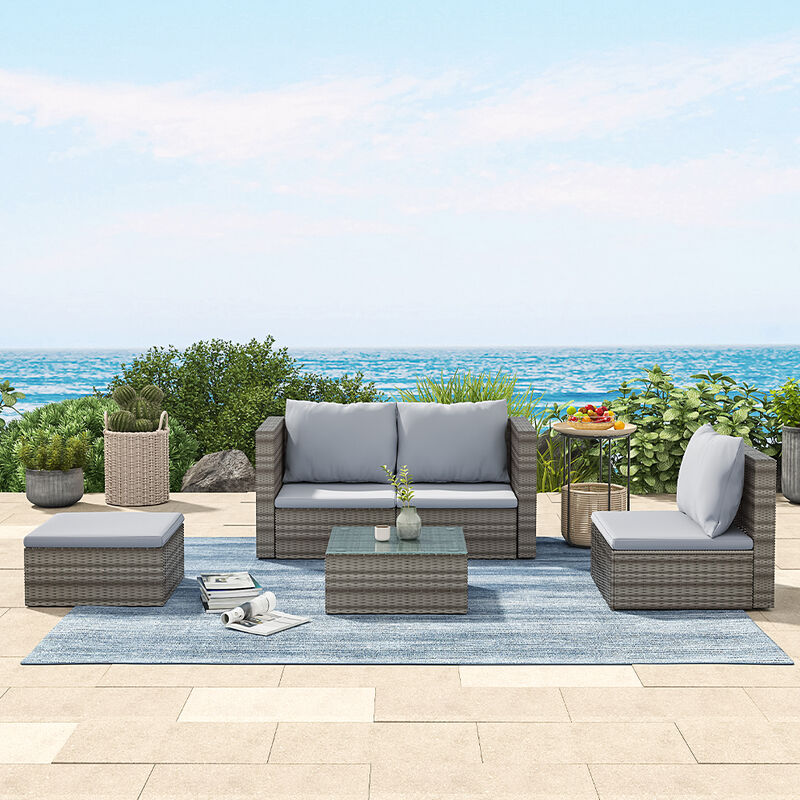 Rattan Garden Furniture Set 4-Seater Outdoor Rattan Furniture Set