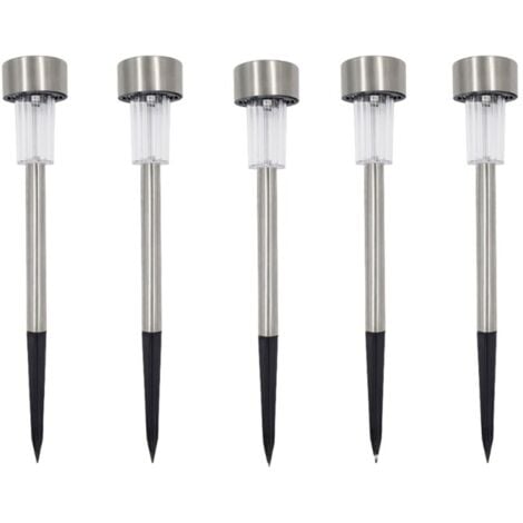 Set of 5 solar LED bollards garden lights to plant