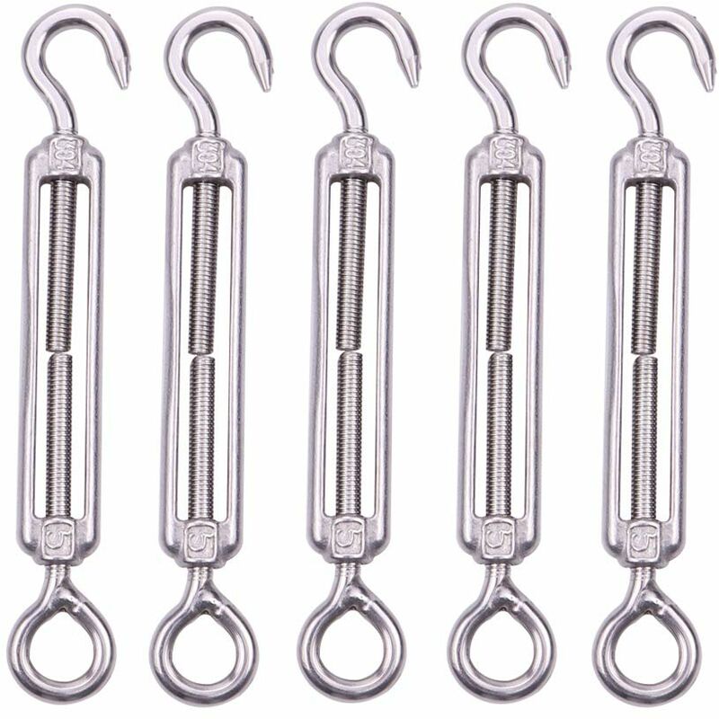 Set of 5 stainless steel wire tensioners with adjustable hook and garden rope, climbing rope, fence, catches, climbing plant, linen rope, chain