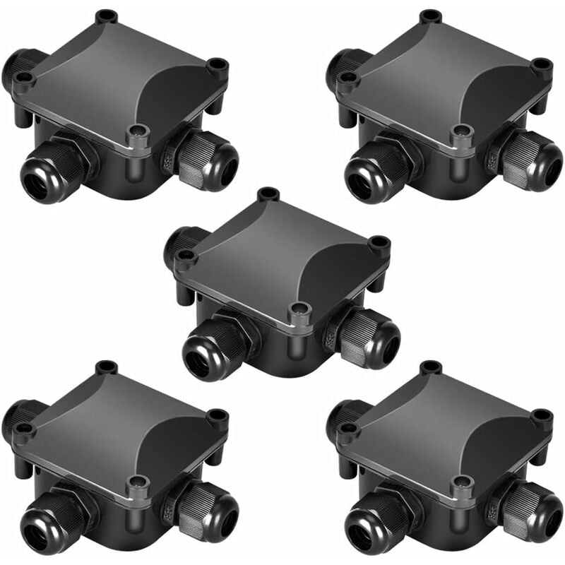 Set of 5 waterproof junction boxes IP68 230 v Black
