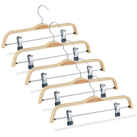 Set of 5 wooden pants hangers