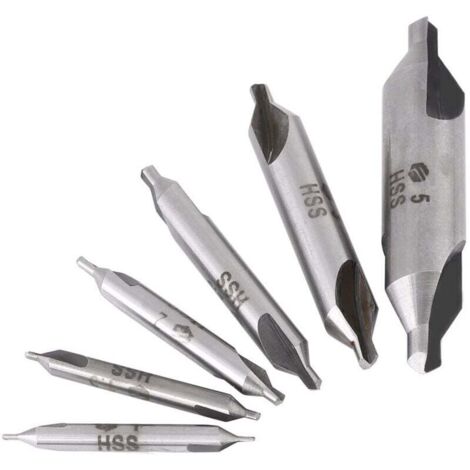 Set of 6 Asixx HSS Center Drill Bits, Double-Ended High-Speed Steel Center Drill Bits, 60 Degrees, 1/1.5/2/2.5/3/5 mm