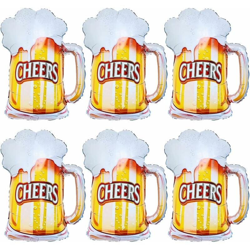 Mumu - Set of 6 Beer Glasses - xl Inflatable Balloons for Decoration, Welcome, Party Favor, Photo Prop or Early Surprise (73cm x 51cm)