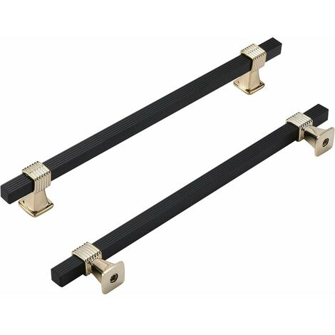 Set of 6 Black Kitchen Furniture Handles Furniture Handles-Kitchen Door Handles, Golden Furniture Handles Golden Kitchen Furniture Handles Center Distance 128mm Black + Gold 128mm