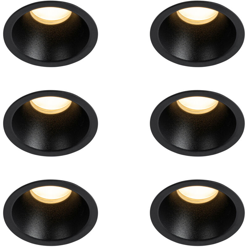 Qazqa Set Of 6 Black Recessed Spotlights Gu10 35mm Ip44 - Dept