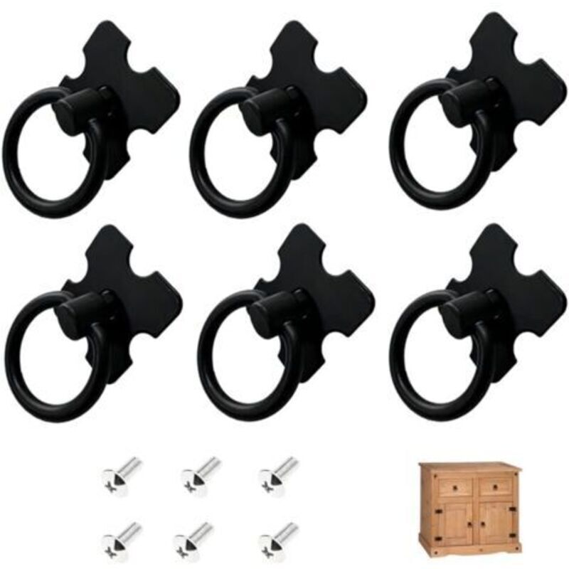 Set of 6 black vintage furniture handles, drawer pulls, antique handles for kitchen cabinets and dressers