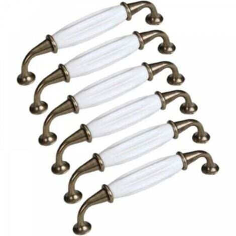 Set of 6 Ceramic Door Knobs, Furniture Drawer Handles, Porcelain Kitchen Cabinet Door Handles, 128mm