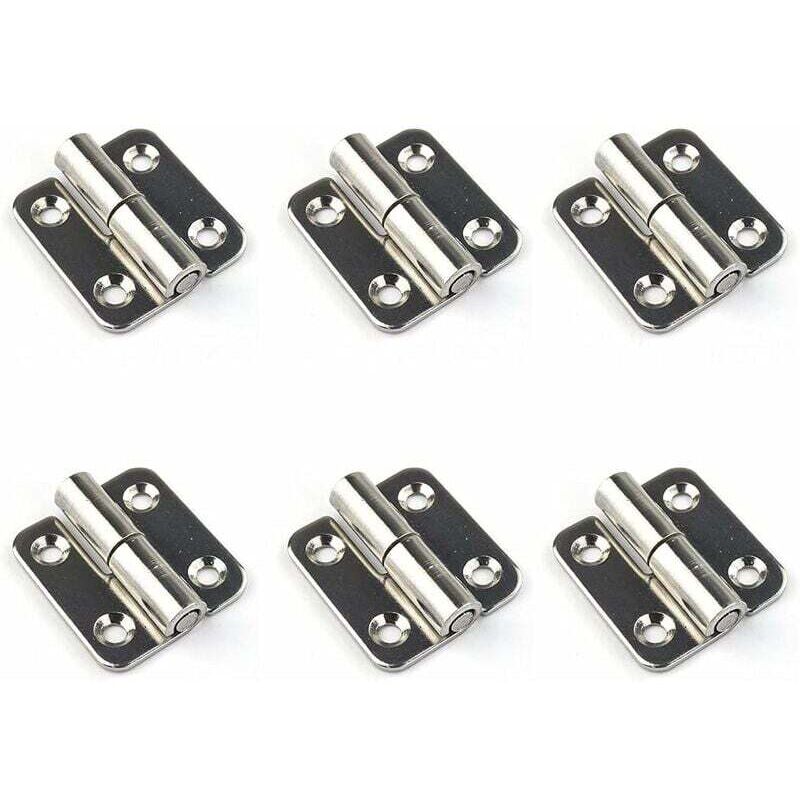 Set of 6 detachable 3.7 cm hinges - Removable door hinges - Made of 304 stainless steel - For left-handed use