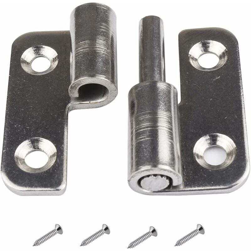 Set of 6 detachable 3.8 cm hinges - Removable door hinges - Made of 304 stainless steel - For right-handed use