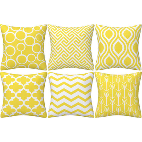 Set of 6 Double-Sided Square Cushion Covers, 45 cm Length x 45 cm Width, Yellow