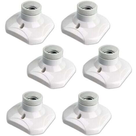 Set of 6 E27 screw-in ceiling sockets, AC 220-240V, socket holder for LED bulbs, E27 ceiling light socket base