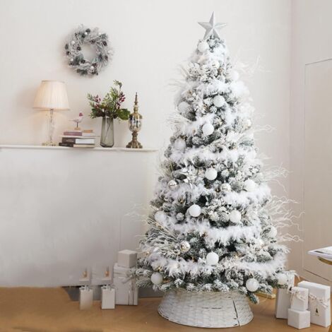 Set of 6 feather boas, 2m long, for Christmas trees, white Christmas garland, fluffy white feather boa, white feather boa for women, party garland, white