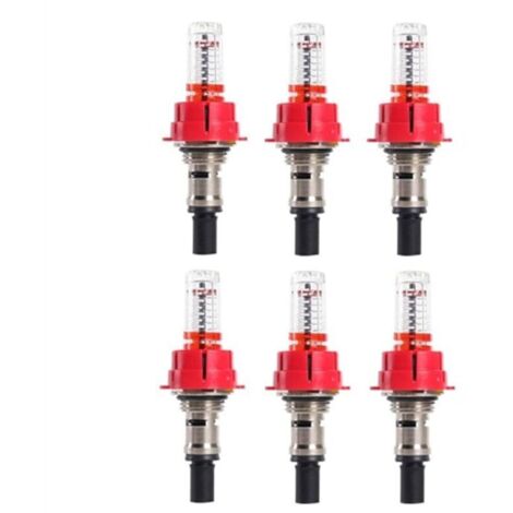 Set of 6 flow meters for underfloor heating manifolds, visual monitoring regulator for systems (1/2")