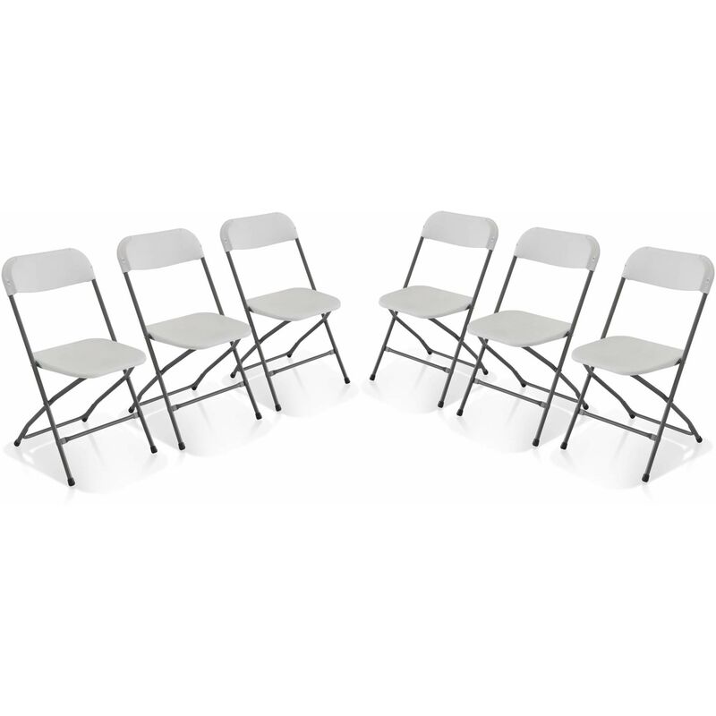 Sweeek - Set of 6 folding event chairs, Fiesta, White, 44x81x50 cm