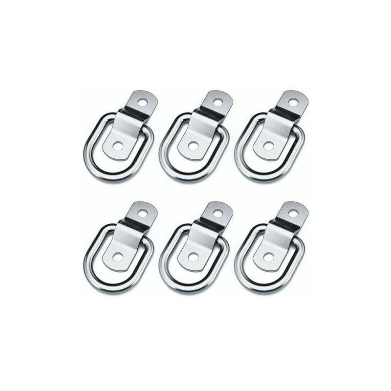 Aiperq - Set of 6 Heavy Duty Tie Down Rings for Mounting, Fastening, Strap, Cleat, Hook, Hitch, Trailer Anchor, with Two Carabiners, 4mm Length,